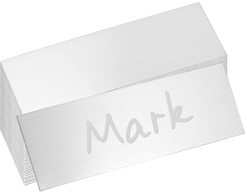 UNICRAFTALE 40Pcs Name Plates Engraved Blank Plate Stainless Steel Name Tag Rectangle Frame Names Label Art Tag for Frame with Adhesive Backing 7.6x2.5cm Personalized Nameplate