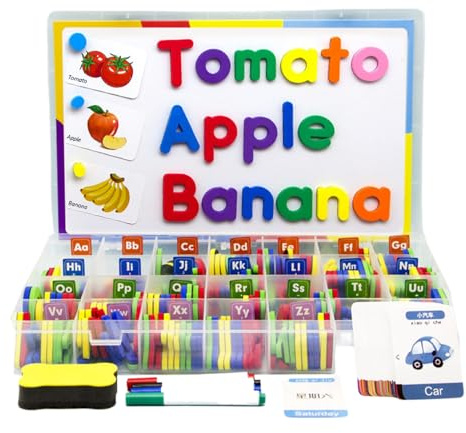 Imanes de Letras para Niños - Juego de Números del Alfabeto de Colores, Adhesivo Magnético para, Juego Educativo con Pizarra Magnética para Niños en Edad Preescolar | Lectura Escritura arit
