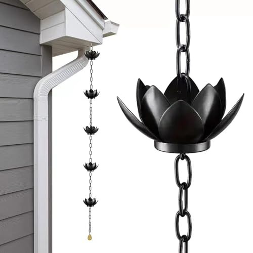 Aevixel Cadenas de Lluvia Decorativas, Cadena del Colector de Lluvia del Metal, Cadena para Canalones, Alternativa a Los Bajantes, para Casa Jardín Exterior Pérgola Techo Toldo A 1.2m