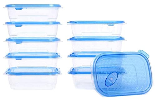 MyChoice Plastic Meal Prep Snap-On Airtight Lid 1000ml Food Storage Container Takeaway Boxes Pack of 10 - Leakproof Suitable for Microwave Freezer Dishwasher Safe with Lid Vents