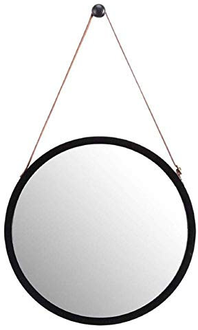 LuukUP Miroir Mural Suspendu, Miroir de Maquillage, Bambou Massif Cadre et RéGlable Bracelet en Cuir, pour Le Salon, Chambres, Salle de Bain, Couloir Décoration (B)
