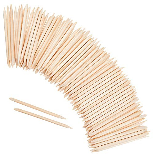 Maitys 500 Pcs Orange Wood Sticks for Nails 4.53 Inch Double Sided Wooden Cuticle Pusher Sticks Disposable Orangewood Nail Stick Manicure Pedicure Tool Wax Stick for Waxing for Home and Salon