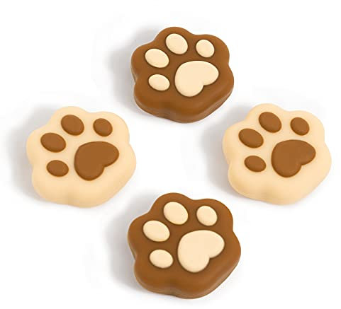 GeekShare 4PCS Katzenpfotenform Daumengriffkappen, Weiche Silikon-Joystick-Abdeckung, Kompatibel mit Switch/OLED/Switch Lite (Milk Tea Brown)
