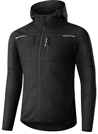 INBIKE Giacca Softshell Uomo Invernale Giacca Ciclismo Uomo Invernale Impermeabile Giacca Trekking Corsa Running Bici Running Bicicletta Nero 2XL