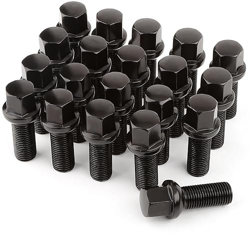20 Radschrauben Radbolzen I M14x1,5x28mm I Kugelbund R13 SW 17mm I Kompatibel mit Audi Volkswagen OEM-RÄDERN (Schwarz)