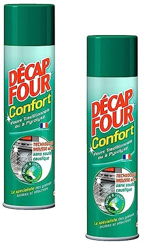 DECAP FOUR Lot de 2 Aérosols 500 ml Nettoyant Ménager pour Fours traditionnels ou à Pyrolyse Mousse