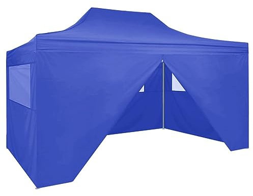 ARKEM Carpa Plegable Profesional con 4 Paredes Acero Azul 3x4 m Toldo Vela Pergolas Impermeables Exterior