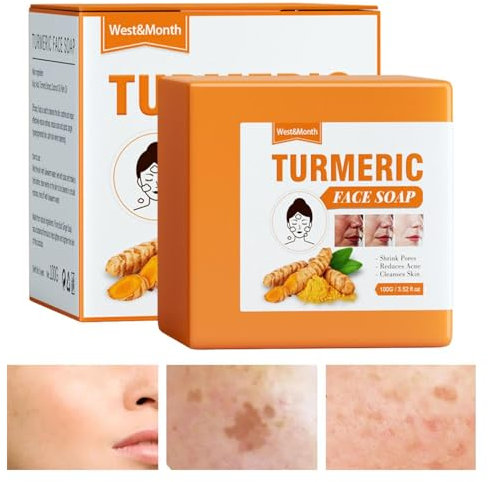 Zasdvn Savon Visage Curcuma Le Visage, Savon Au Curcuma Nettoyant Doux Entièrement Naturel Nettoyant Visage Et Corps Sans Tache Pour Les Types De Peau Soins Du Corps Pour Hommes Et Femmes