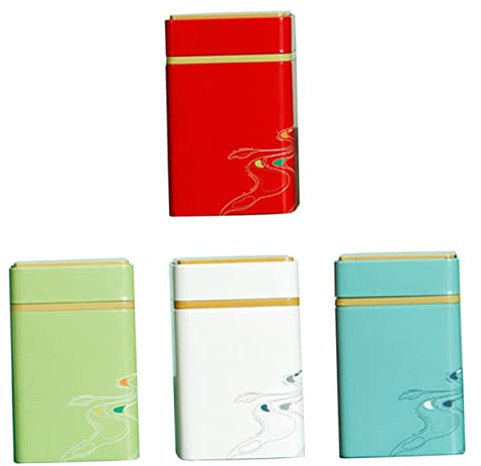 KICHOUSE Tarro De Hojalata Para Té y Caja De Hojalata Para Té Suelto Set De 4 Piezas Cuadradas Tapa Hermética Sellada Adecuado Para Almacenar El Hogar y Tiendas