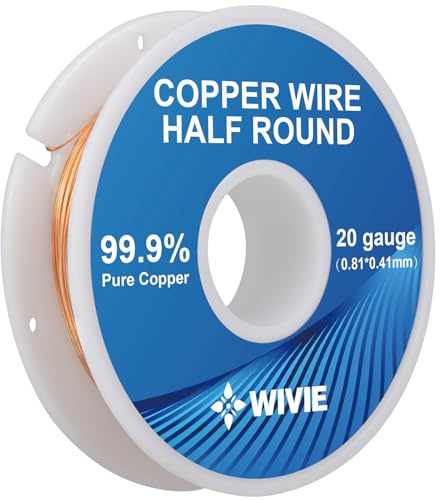 Fil de cuivre pur semi-circulaire (souple mort), fil de cuivre utilisé pour la fabrication de bijoux (50 g, 0,8 mm x 0,4 mm)