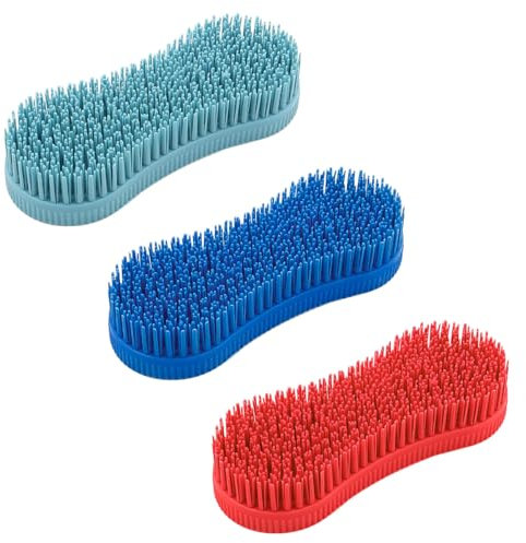 Ieron 3-teiliges Pferdepflegebürsten-Set, Reitmassagegerät, Reinigungsbürste für Pferde, Pflegebürste für die Pferdepflege, leicht zu reinigende Pferdebürste