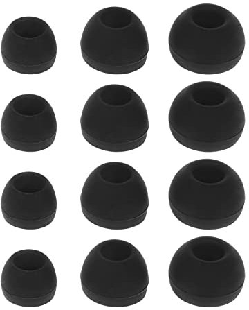JSGHGDF Lot de 12 embouts de rechange en silicone souple pour écouteurs intra-auriculaires Noir/blanc, Noir , M