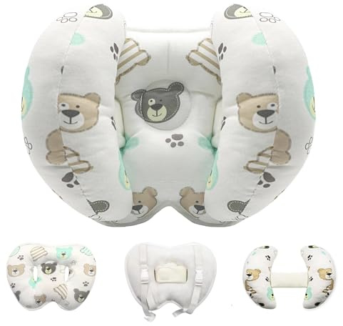 KAKIBLIN Baby Head Neck Support Pillow, 2 in 1 Banana Neck Pillow for Baby | Head and Neck Support Pillow, Travel Pillows for Stroller Car Seat, Adjustable Stroller Head Pillows for Kids (Bear)