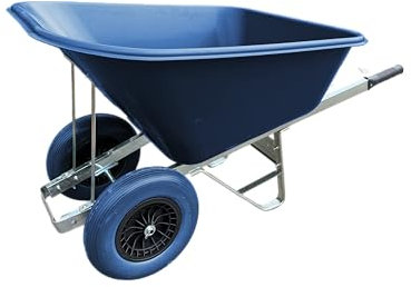Agri Barrow Wheel Barrow 200 Litre Plastic Wheelbarrow with Puncture Proof Twin Slim Tyres, Blue– Ideal for Equestrians, Farmers, Gardeners, Stable Yards, and Heavy-Duty Use