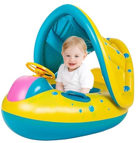 Flotteur d'eau pour bébé, aide à la natation gonflable avec poignée, auvent de protection UV pour jeux d'eau en plein air, plage, lac, piscine, flotteur pour bébé