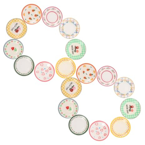 Milisten 18 Piezas Vajilla Muñeca Casa Mini Platos con Patrón Intrincado Bandejas Cocina Resina Estable Accesorio Decoración Escena DIY Estilo Mixto