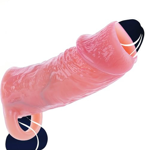 Guaina Fallica Aperta con Anello Testicolare, Guaina Pene per Uomo, Prolunga Pene Indossabile Uomo, Allungamento del Pene Maschile, Sex Toys Sessuali per Uomini Sexytoysys Coppia (Pelle)