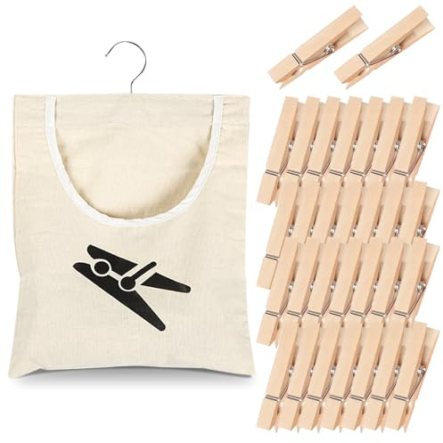 Clothes Peg Bag for Washing Line with Hanger Canvas Peg Bags Peg Basket