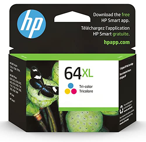 HP 64XL Tri-Color High-Yield Ink Cartridge Printers | Works with Printer Series: Envy Inspire 7950e; Envy Photo 6200, 7100, 7800; Tango | Eligible for Instant Ink | N9J91AN