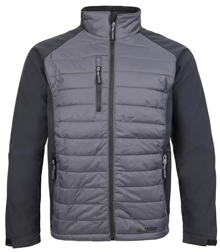 TuffStuff - Snape Softshell Jacket - Size Medium, Grey - 220gsm ThermoFort Insulation, Adjustable Cuffs, Zipped Handwarmer & Chest Pockets - Mens Lightweight Jacket - Ideal for Work & Outdoors