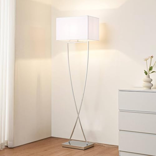 Lucande Floor Lamp Evaine (Modern) in White Made of Metal for e.g. Living Room & Dining (1 Light Source, E27) from Standard