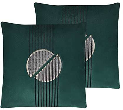 Beliani Conjunto de 2 Cojines Decorativos Verde Terciopelo patrón geométrico 45 x 45 cm Cremallera Dormitorio Sala de Estar Glamour Ceropegia