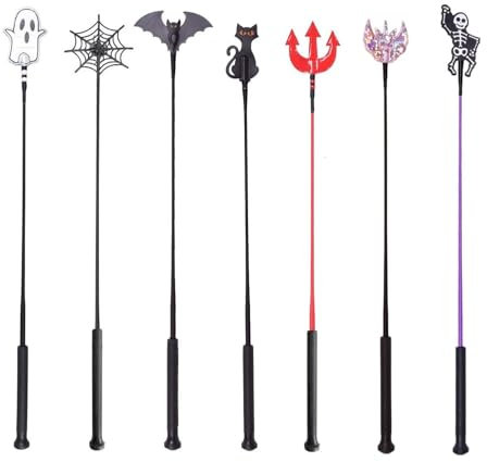 NETPROSHOP Leichte Reitgerte mit Klatsche Einhorn oder Halloween Designs Länge 65 cm, Groesse:65 cm, Farbe:Teufelchen