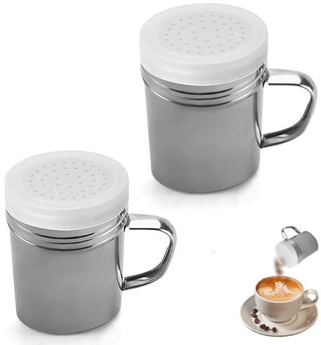 Belvanr Setaccio Farina 2 Pezzi Setaccio a Una Mano Setaccio Fine Setaccio con Manico Dosatore Zucchero Farina Setaccio Dispenser Acciaio Inox Cacao in Polvere Pepe Shaker Inox Setaccio da Cucina