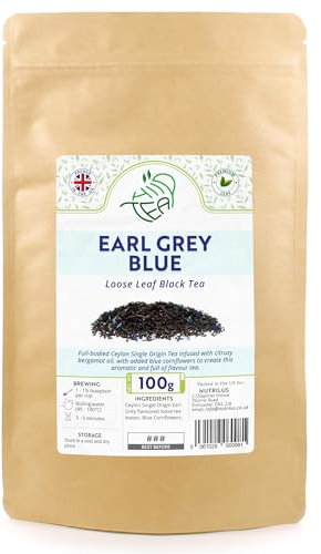 Earl Grey Blue Loose Leaf Tea – Premium Ceylon Black Tea Infused With Bergamot Oil - with Cornflowers (100g)