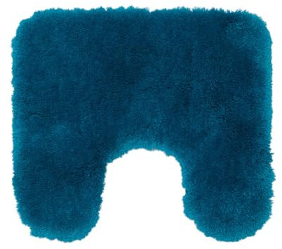 Gözze - Deluxe Badteppich mit Ausschnitt und extra hohem Flor, 100% Polyester (Mikrofaser), Mit Antirutschbeschichtung, 50 x 45 cm - Petrol