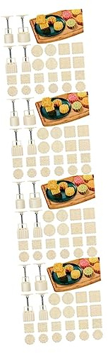 OQHAIR 4 Juegos de Cuchillos Chinos para Pasteles de Luna, Juego de Galletas Redondas, Prensa para Galletas, Flor, Sello de Pastel de Luna, Juego de Sellos para Galletas, Molde Cuadrado p
