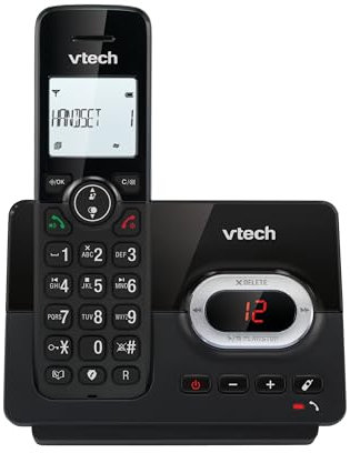 VTech CS2050 Schnurloses Telefon mit Anrufbeantworter, Eco+ Modus, Seniorentelefon, schnurloses Telefon, Anrufsperre, Freisprechfunktion, große Tasten, 1-zeilige Anzeige, Schwarz