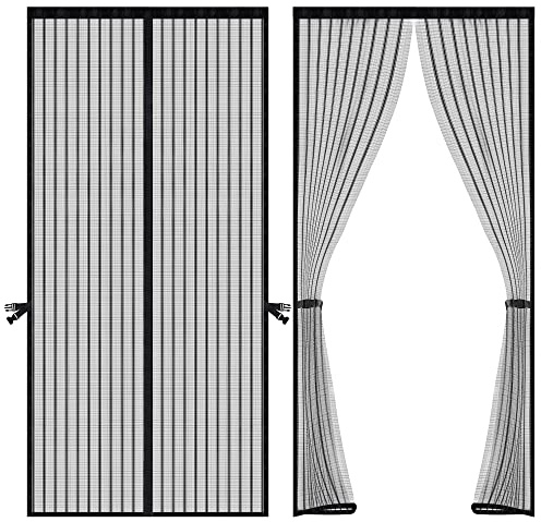 Aimantée Moustiquaire Porte - Nylon Magnétique Moustiquaires Porte Fenetre 90x210 anti Déchirure,Très Magnetique Mousitiquere Baie Vitree, Aimantee Rideau anti Moustique pour Entree,Balcon,Exterieur