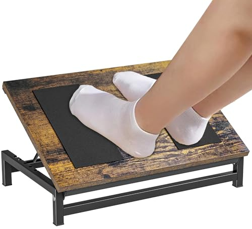 Repose-pieds pour bureau au travail – Repose-pieds réglable avec 4 positions de hauteur – Pied ergonomique avec surface antidérapante (bois)