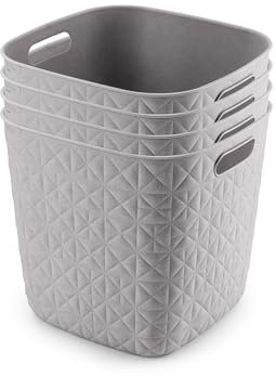 CURVER Softex Aufbewahrungskörbe, 15 l, 100 % recyceltes Material, leicht, für Badezimmer, Wohnzimmer, Küche, Taupe, 4 Stück