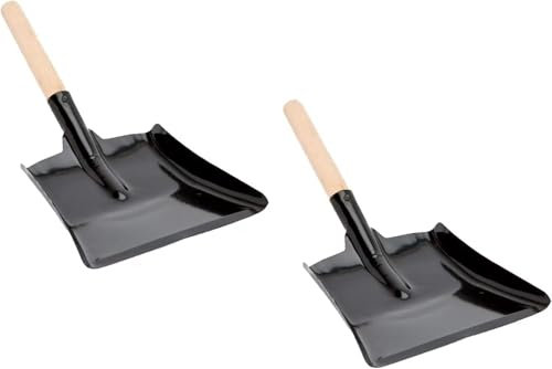DIOXSTAR Black Metal Steel Ash Shovel With Wooden Handle, Long-Lasting Performance, Comfortable Grip, Thoughtful Design, Easy To Handle, (2X9'')