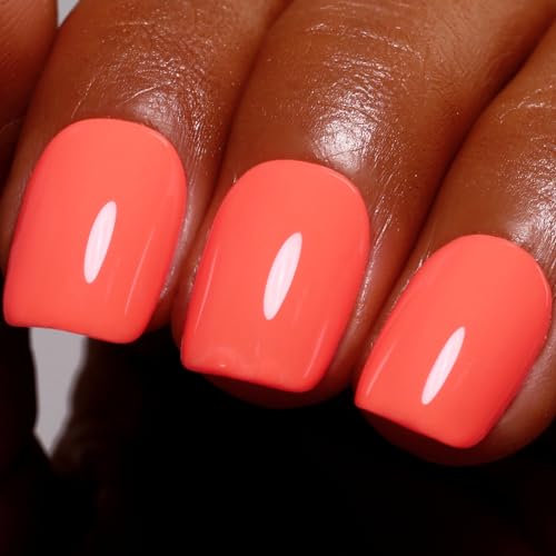 Ozzeal Gel Polish - 0.5 Fl Oz Bright Coral Orange UV LED Soak off Nail Polish for Spring Summer Manicure Salon DIY Art