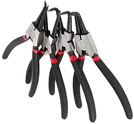Juego de alicates para anillos de bloqueo | Alicates para anillos elásticos de fijación interior, pinza multifuncional de resorte, pinza recta para trabajos pesados, pinza de gancho para quitar