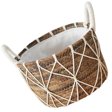 Xinsheinelry Cesta Almacenamiento Cuerda Algodón Elegante Cesta Almacenamiento Lavandería Funcional con Diseños Cuerda Algodón para Fácil Movilidad