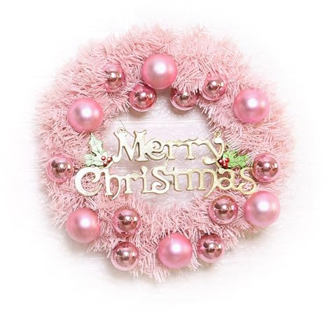 Corona navideña de PVC Rosa con Forma de Bola, Adorno Decorativo para Puerta de Entrada, Chimenea, Pared, hogar, Exterior, Porche, 30 cm