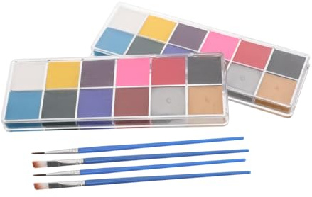 DECORNIJIA Water-soluble Face Paint Palette 12-colour Washable Body Art Kit for Festivals Cosplay Beginners