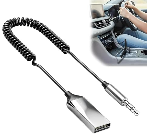 Bluetooth aux-adapter för bil, Bluetooth 5,3-mottagare med 3,5 mm uttag, USB-ström, handsfree-samtal, musikstreaming, plug-and-play, dubbel anslutning för bil- och hemstereo