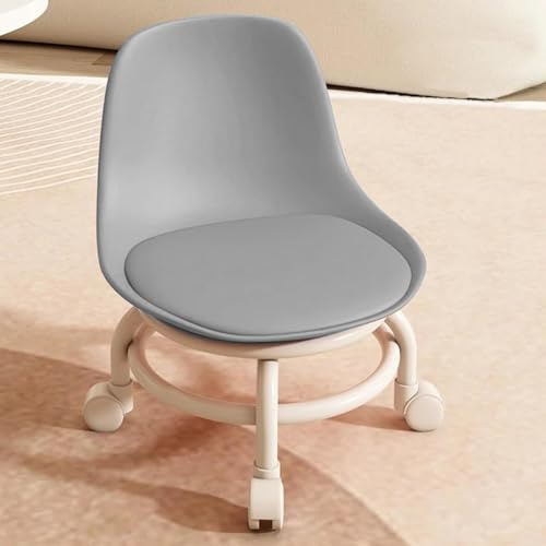 Virzen Low Rolling Stool, Portable Mini Shoe Stool, Small Roller Stools with Wheels and Back Support, Comfortable Strong Elegant Suitable for Home, Office Or Garage with backrest(Grey)
