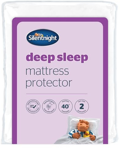 Silentnight Deep Sleep Mattress Protector – Supersoft Quilted Bed Protector Cover with Extra Deep Fitted Easy Fit Stretch Elasticated Straps – Machine Washable and Hypoallergenic - Double, White