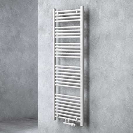 doporro Radiatore da Bagno 140x50cm, Radiatore Piatto Termoarredo da Bagno Riscaldamento Elettrico o da Acqua Calda RHE Portasciugamani in Acciaio, Bianco