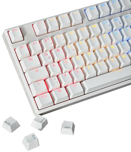 YMDK 105 Deutsch ISO Double Shot PBT Shine Through OEM Profil Tastenkappen Set Geeignet für Cherry MX Switches Mechanische Tastatur (Weiß)