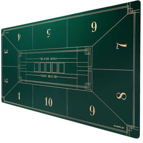 SLOWPLAY Nash 240x120 cm Texas Hold'em Poker Mat | Portable Poker Table Top with Art Deco Layout Print, Hemmed Edges, Smooth Surface, and Premium Carrying Bag for Games Everywhere