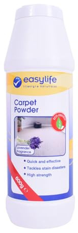 Easylife Dry Cleaning Carpet Powder, Carpet Refresher and Dry Carpet Cleaner, Removes Blood Stains, Urine, Coffee, Tea & Wine Stains from Carpets, Rugs & Upholstery, 600g