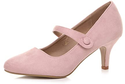 AJVANI Low mid Heel Mary Jane Strap Work Party Court Shoes Size 8 41