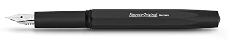 Kaweco ORIGINAL Füllhalter 060 Black Chrome I Exklusiver Aluminium Füllfederhalter für Tintenpatronen inklusive elegantem Blechetui I Luxus Füller 12,7 cm in Schwarz I Federbreite: M (Medium)